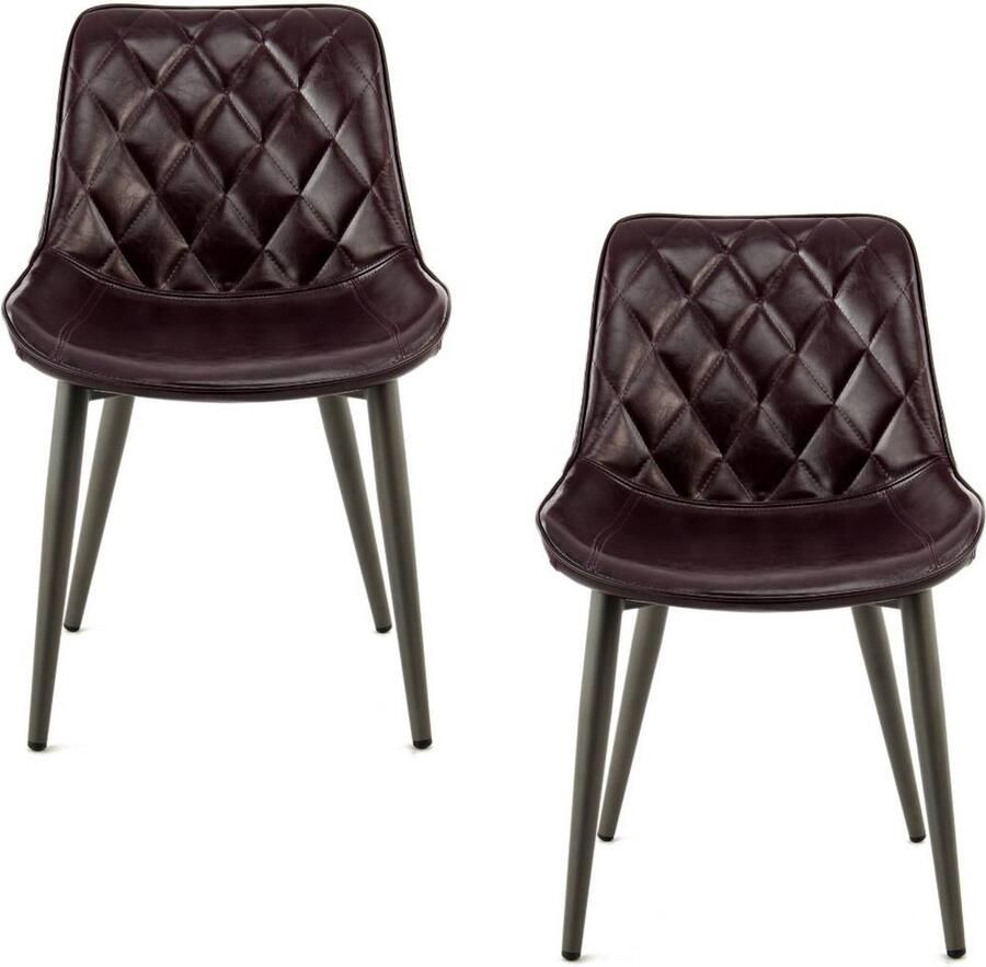 Litecommerce Floraya Set 2 eetkamerstoelen Cecil Donkerpaars 53x60x81 5cm (LxBxH) Maximaal belastbaar gewicht 150KG