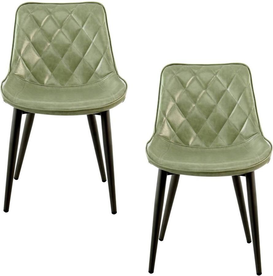 Litecommerce Floraya Set 2 eetkamerstoelen Cecil Lichtgroen 53x60x81 5cm (LxBxH) Maximaal belastbaar gewicht 150KG