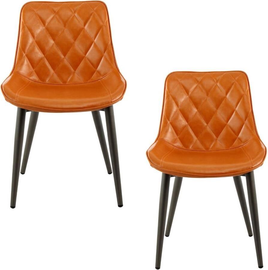 Litecommerce Floraya Set 2 eetkamerstoelen Cecil Oranje 53x60x81 5cm (LxBxH) Maximaal belastbaar gewicht 150KG