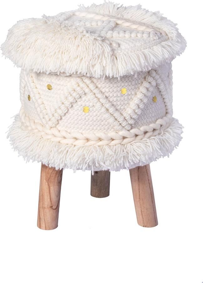 Kayoom Zithocker Kruk Bohist 525 karakteristieke structuren met franjes en kwasten (1 stuk) - Foto 8