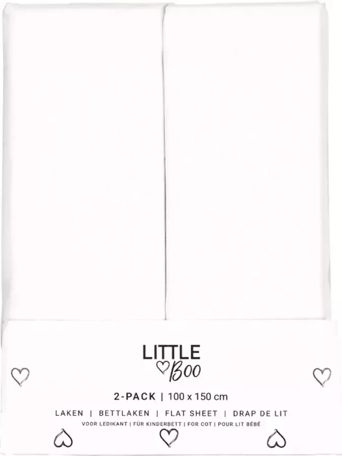 Little Boo Laken Ledikant Uni White 2-pack 100x150