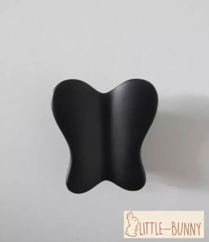 LITTLE-BUNNY set van 2 kastknoppen vlinder zwart - Foto 2