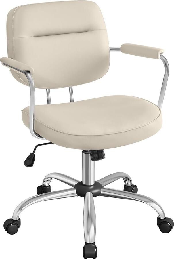 Little Stuff Homeoffice-stoel bureaustoel make-upstoel PU draaistoel ergonomische bureaustoel armleuningen kantelfunctie in hoogte verstelbaar voor kantoor thuiskantoor cappuccinobeige