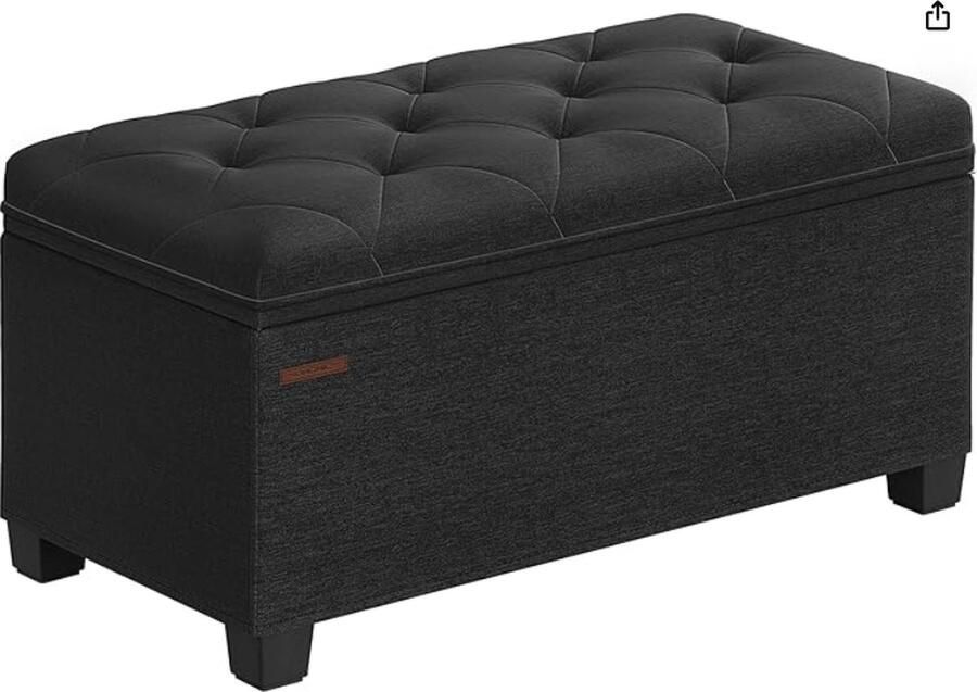 Little Stuff Poef met opbergruimte zitbank met poten 40 x 76 x 40 cm voetenbank opbergdoos tot 300 kg belastbaar Zwart