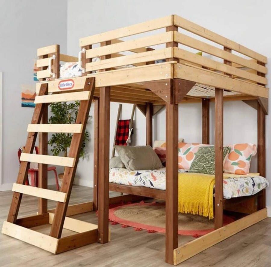 Little Tikes Stapelbed Hoogslaper Speeltoestel 4-in-1 met Opbergplanken Chillnet en Bureau