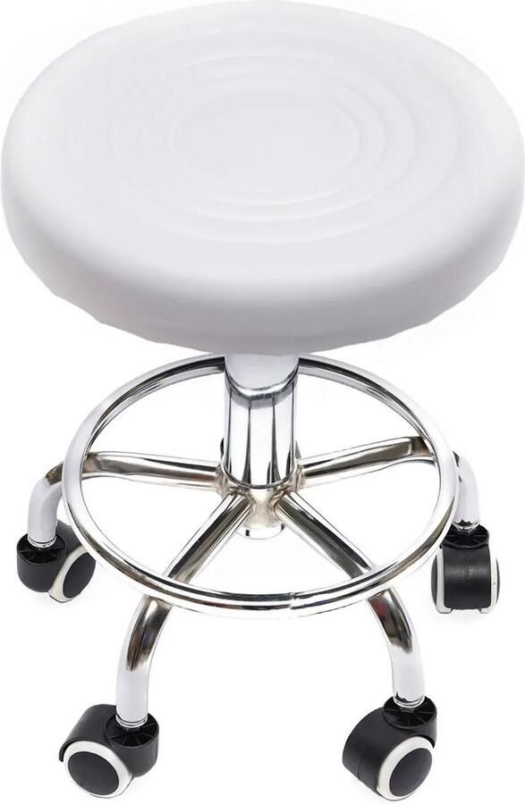 Liva Prime Roterende Werkstoel Wit 360 Graden 44-57cm In Hoogte Verstelbaar Hydraulische Rollende Roterende Kruk