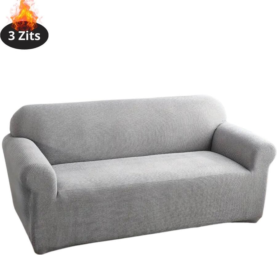 Nivard Bankhoes Bankbeschermer Stretch Sofa Cover Effen Lichtgrijs 3 Zits