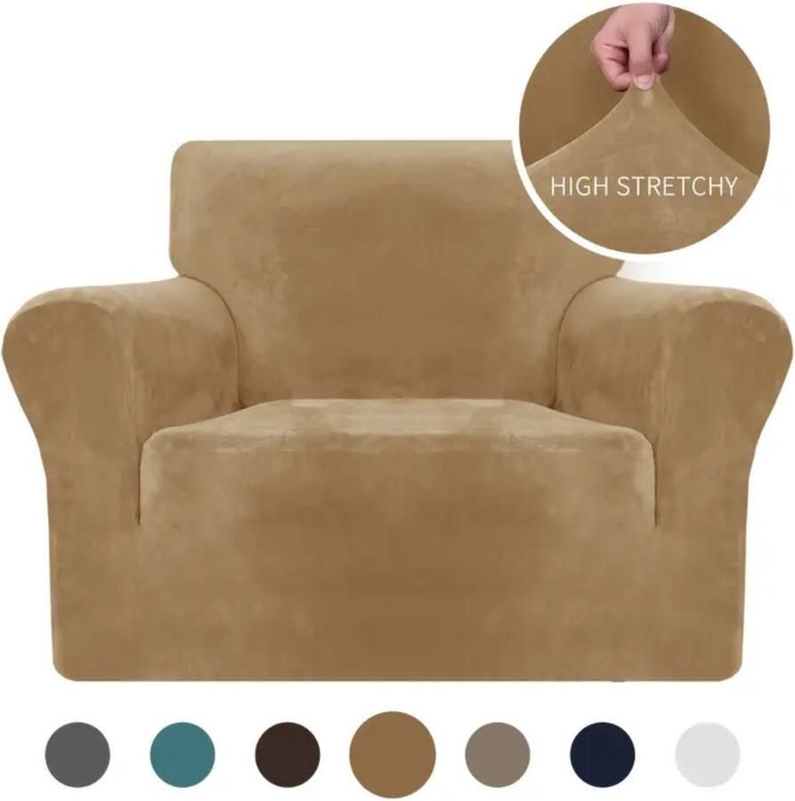 Livano Bankhoes Bankbeschermer Stretch Sofa Cover Fluweel Kameel Fauteuil