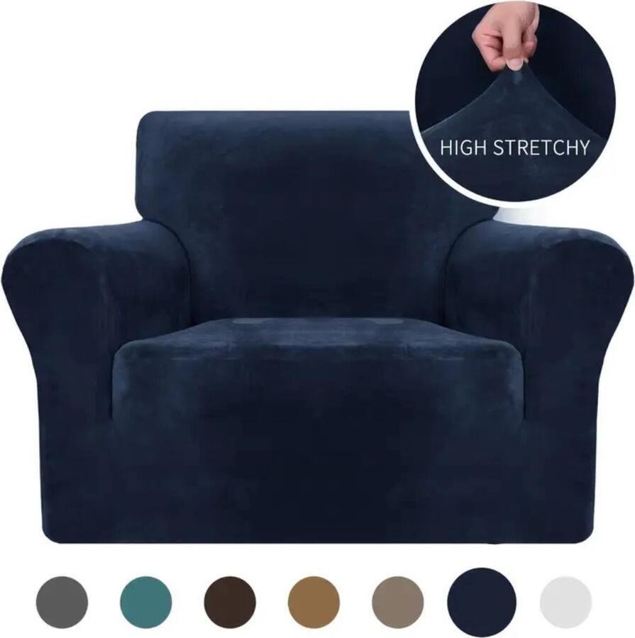 Livano Bankhoes Bankbeschermer Stretch Sofa Cover Fluweel Marineblauw Fauteuil
