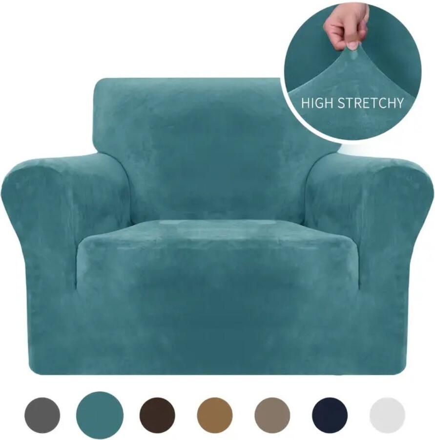 Livano Bankhoes Bankbeschermer Stretch Sofa Cover Fluweel Turqoise Fauteuil