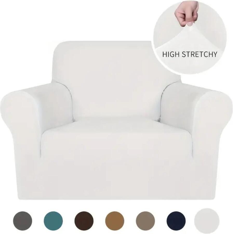 Livano Bankhoes Bankbeschermer Stretch Sofa Cover Fluweel Wit Fauteuil