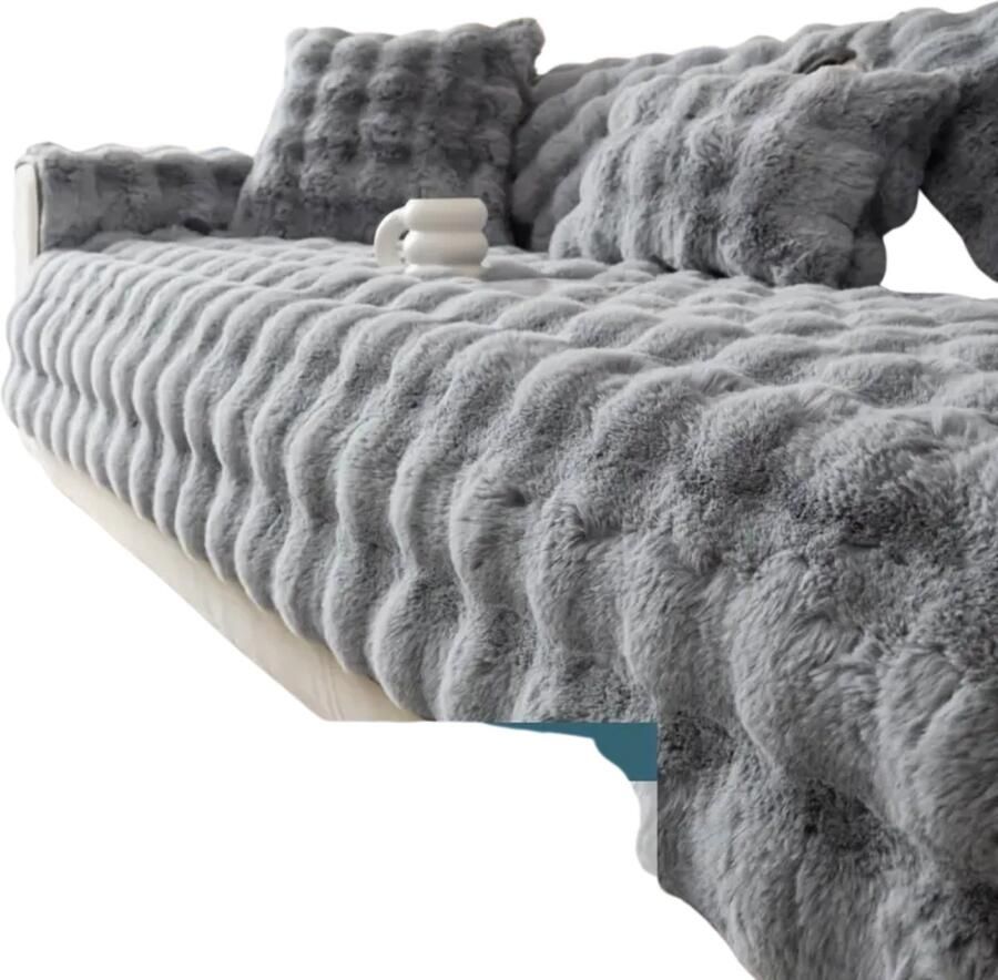 Bovista Bankhoes Bankbeschermer Stretch Sofa Cover Pluche Lichtgrijs Rugleuning 70x70