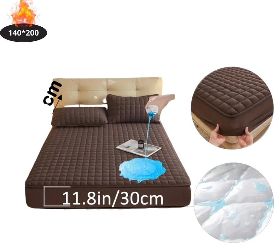 Nivard Waterdicht Hoeslaken Beddengoed Fitted Sheet Bed Bruin 140x200