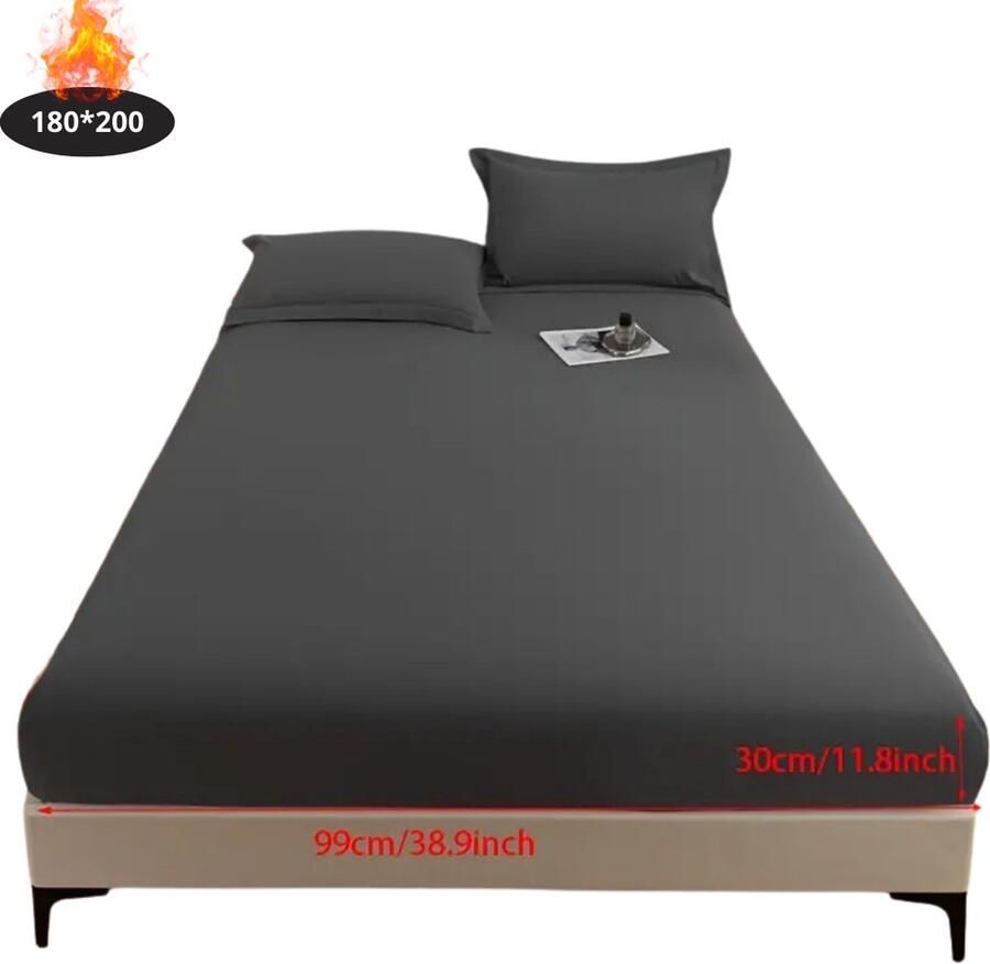 Livano Waterdicht Hoeslaken Beddengoed Fitted Sheet Bed Donkergrijs 180x200