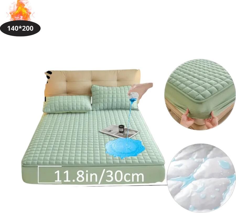 Nivard Waterdicht Hoeslaken Beddengoed Fitted Sheet Bed Lichtgroen 100x200