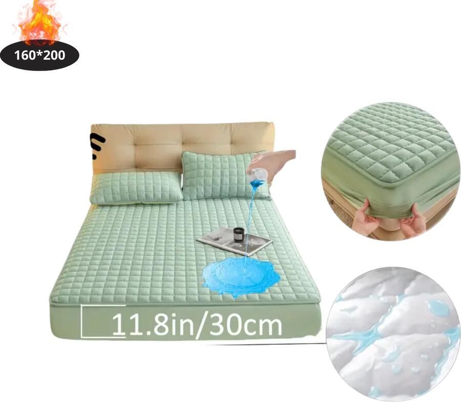 Livano Waterdicht Hoeslaken Beddengoed Fitted Sheet Bed Lichtgroen 160x200