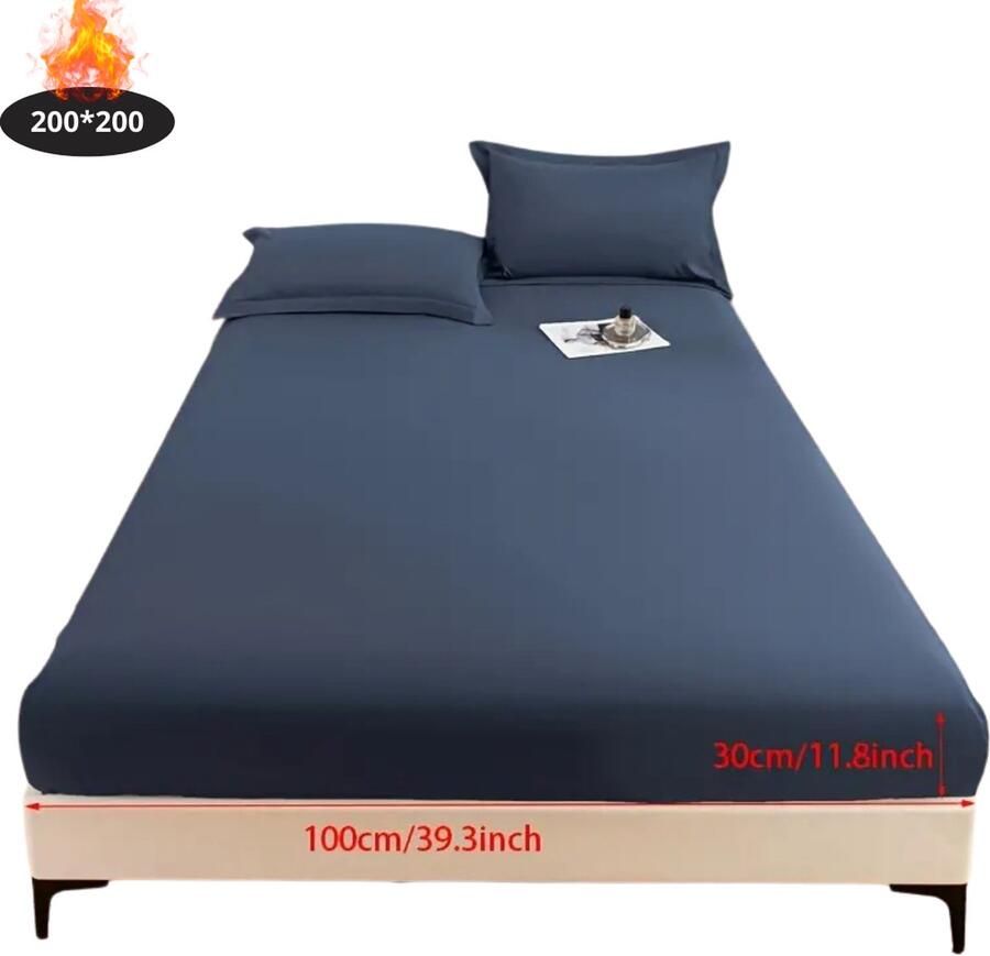 Livano Waterdicht Hoeslaken Beddengoed Fitted Sheet Bed Marineblauw 200x200