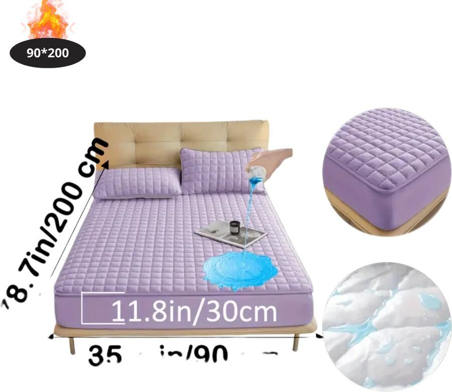 Livano Waterdicht Hoeslaken Beddengoed Fitted Sheet Bed Paars 90x200