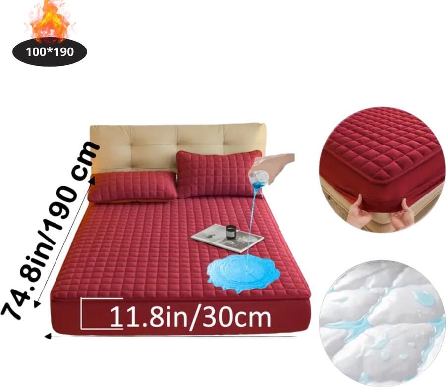 Livano Waterdicht Hoeslaken Beddengoed Fitted Sheet Bed Rood 100 x 190