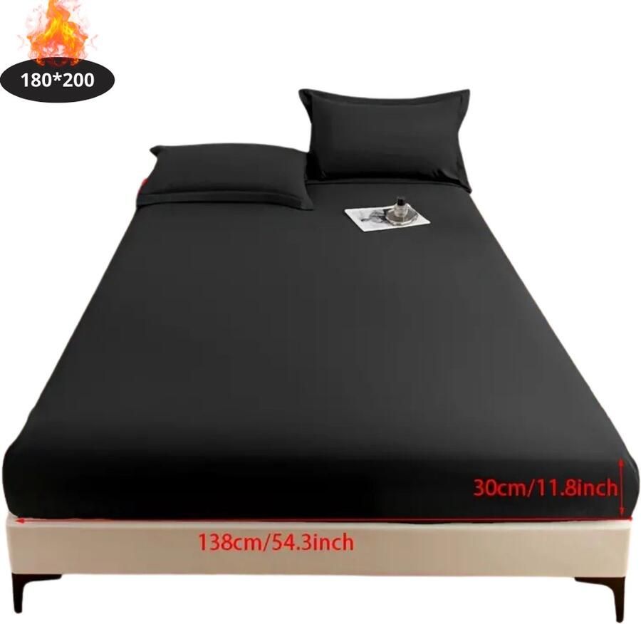 Livano Waterdicht Hoeslaken Beddengoed Fitted Sheet Bed Zwart 180x200