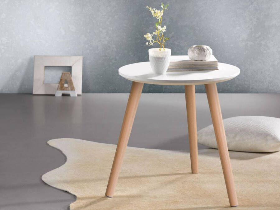 Livarno home Bijzettafel Rond Hout Wit VI Online s