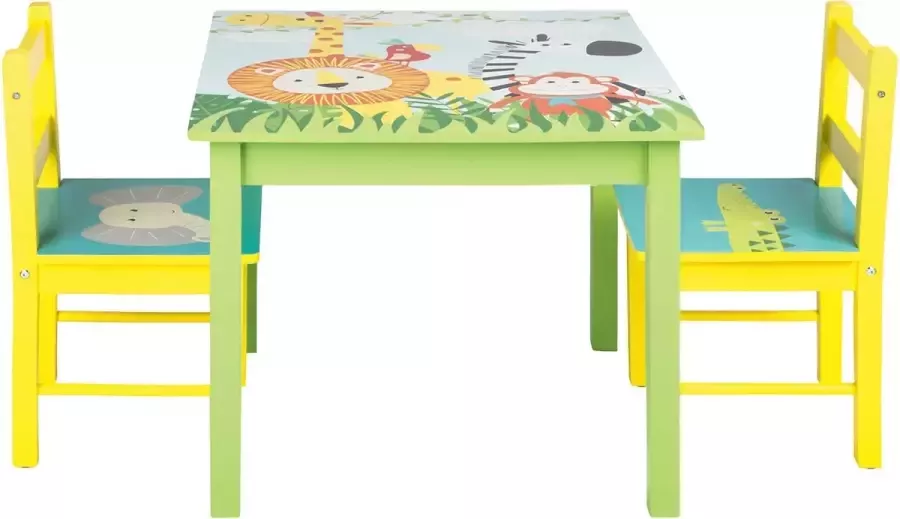 Livarno home Kinder Tafel met 2 Stoelen Ideaal om aan te knutselen lezen eten of om te gebruiken in het kleuter of basisonderwijs Afmetingen: tafel: 60 x 60 x 50 cm (l x b x h) Stoelen: 30 x 30 x 55 cm (l x b x h) Stabiele constructie