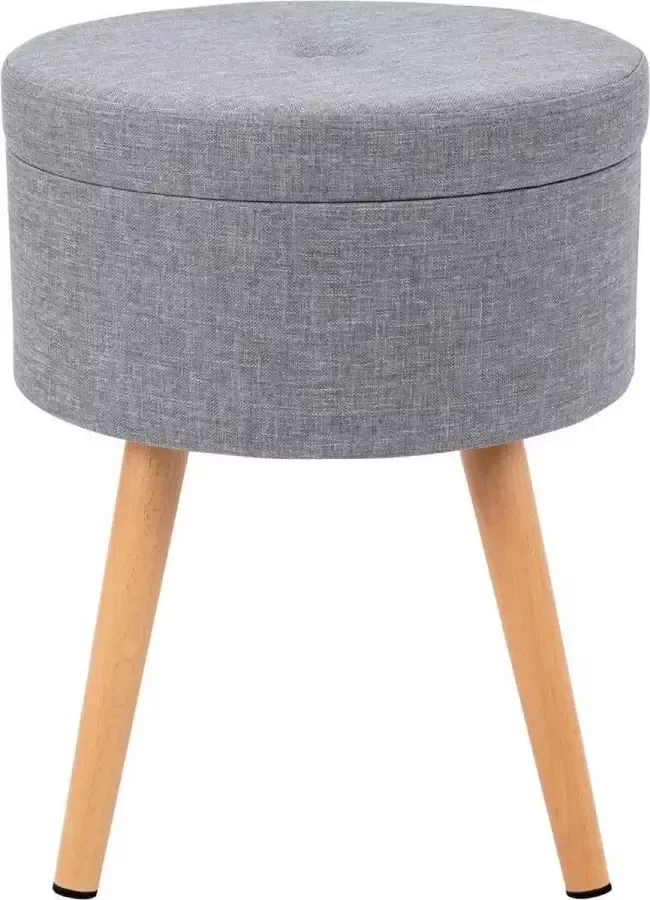 Livarno living Moderne Lux Kruk met Deksel Kruk met Deksel en Comfortabel beklede zitting Kruk (Grijs)