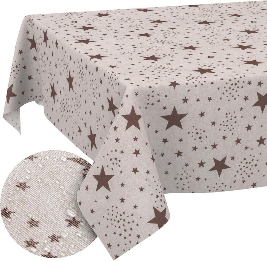 Livello Casa Afwasbaar Tafelkleed Rond 120 cm Sterren Katoen Polyester