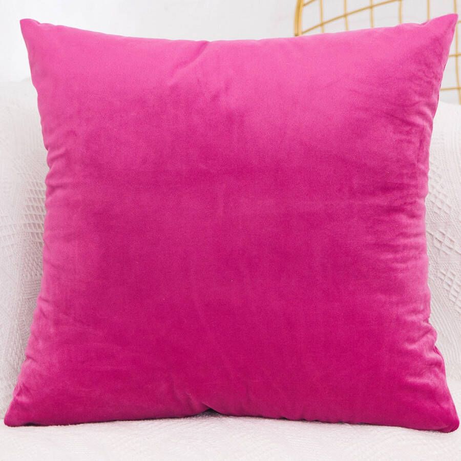 LiveOnce 2x kussenhoezen Venice Neon Roze 45x45cm velours vierkant interieur sierkussen hoes voor bank of op bed helder effen kleuren kussentjes hoezen hoge kwaliteit 91gr