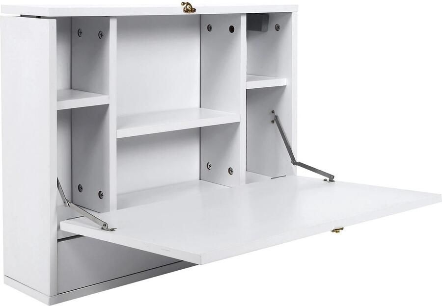 Livetastic Bureau Kaptafel Werkplek Computertafel Opklapbaar Opvouwbaar Wand Ruimte besparend Wit 60 x 50 x 15 cm