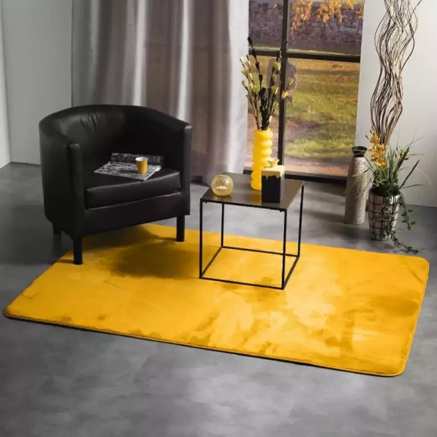 Livettti.NL Livetti Salon mat Kamer mat Badkamermat Badmat 120x170 Flanel Geel