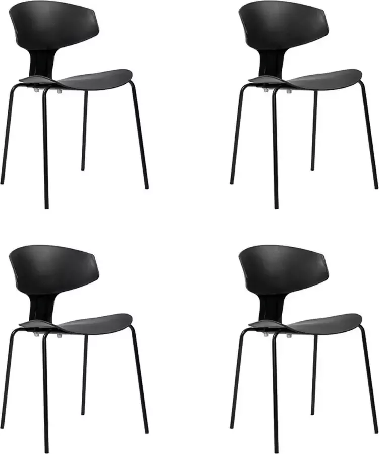 Livin24 Design eetkamerstoel Mara zwart Eetkamerstoelen set van 4