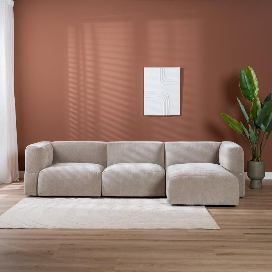 Livin24 Bronx71 Scandinavische hoekbank Karla taupe rechts 3-zits