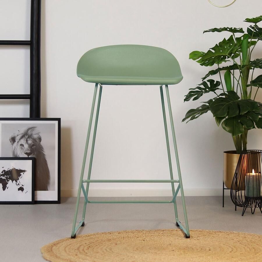 Livin24 Scandinavische Barkruk Ellen groen 66cm barkrukken set van 4 barstoel - Foto 2