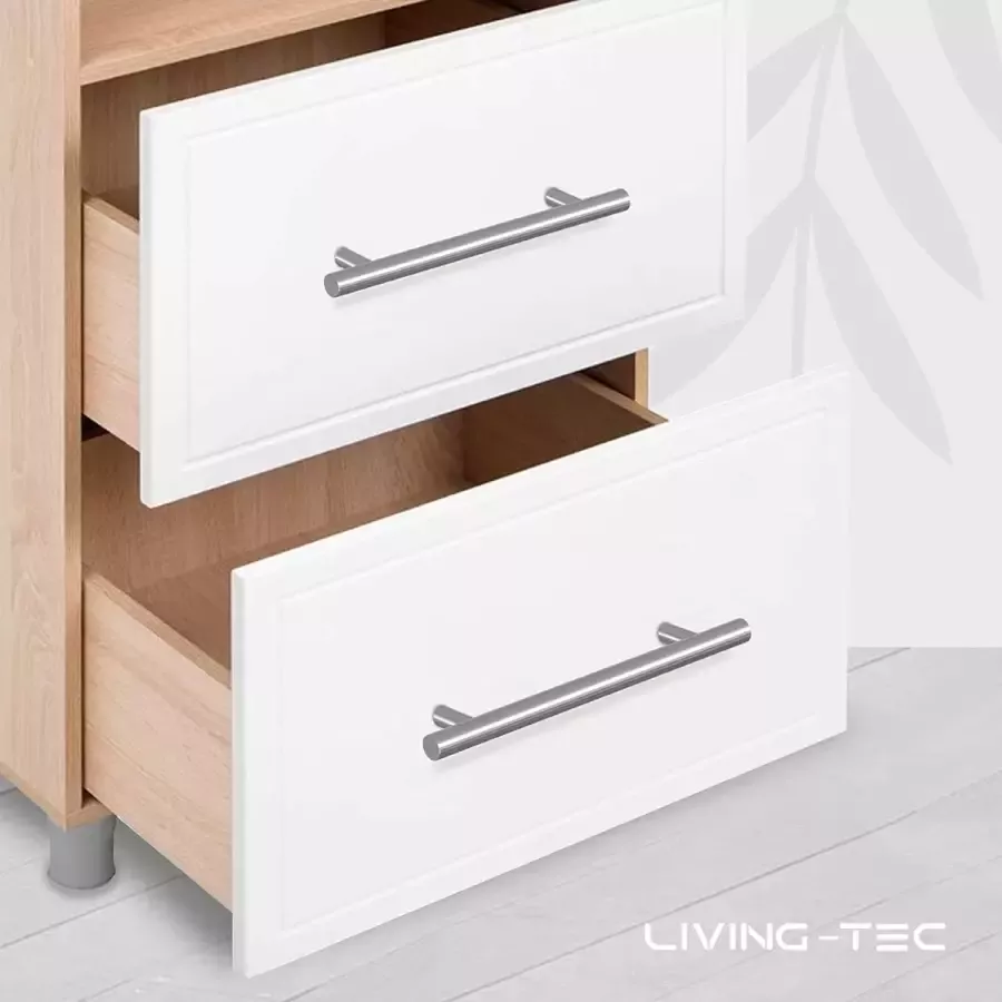 LIVING-TEC Kastgrepen 10 stuks 128 mm roestvrijstalen meubelgrepen handgrepen voor keukenkasten keuken meubels kasten keukengrepen in rond design metalen meubelgreep deurgrepen