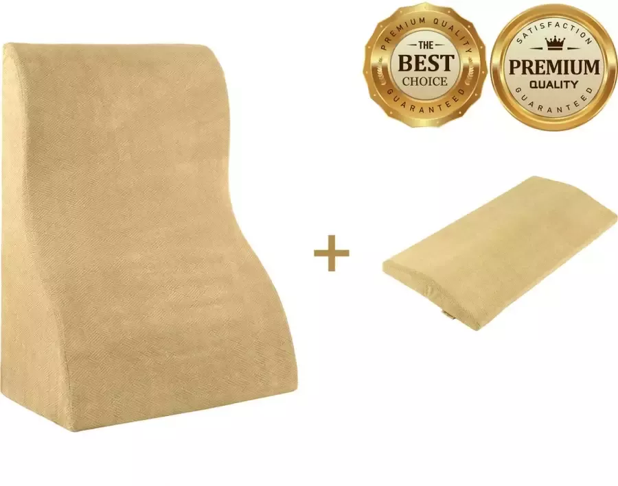 Livingful Premium Driehoekig Wigkussen + Geheugenschuim Rugsteunkussen • Taille Ondersteuning Slaapkussen voor bed • Lumbaal Steunkussen • Zure Reflux • Anti-snurken Brandend Maagzuur Perfect voor tijdens het Ontspannen Gamen Lezen of TV Kijken - Foto 1