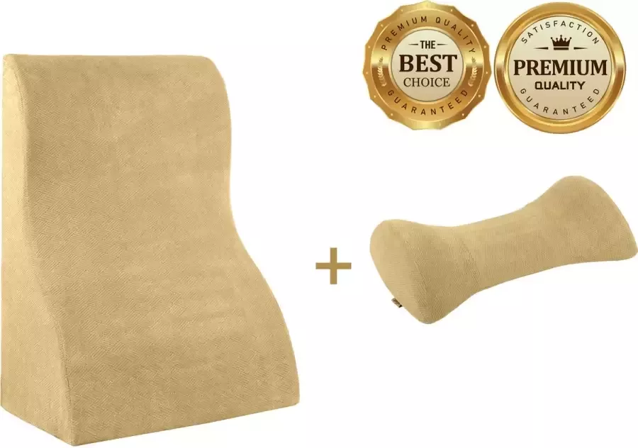 Livingful Premium Driehoekig Wigkussen + Lumbaal Steunkussen • Taille Ondersteuning Slaapkussen voor bed • Geheugenschuim Onderrug Steunkussen •Zure Reflux •Anti-snurken Brandend Maagzuur Perfect voor tijdens het Ontspannen Gamen Lezen of TV Kijken