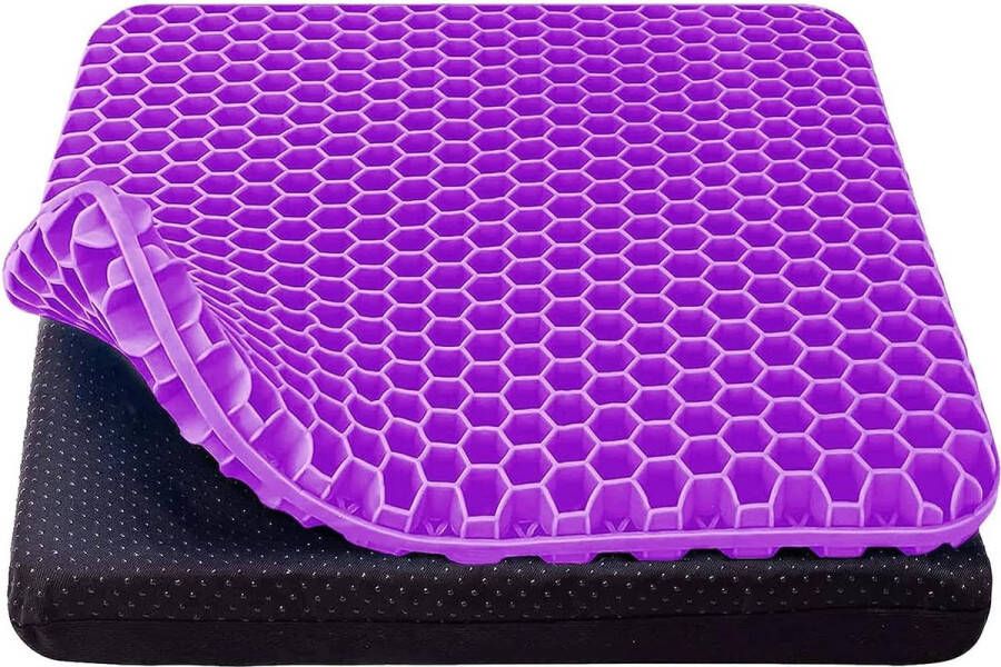 Livingful Premium Gel Zitkussen orthopedisch stoelkussen met antislip hoes en innovatieve honingraatconstructie gelkussen voor auto kantoor en rolstoel decubitus zitkussen Gel Seat Pad Cushion Gel Office Chair - Foto 1