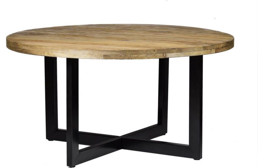 Livingfurn Eetkamertafel Rond X-Poten MangoHout 150 cm Bruin - Foto 2