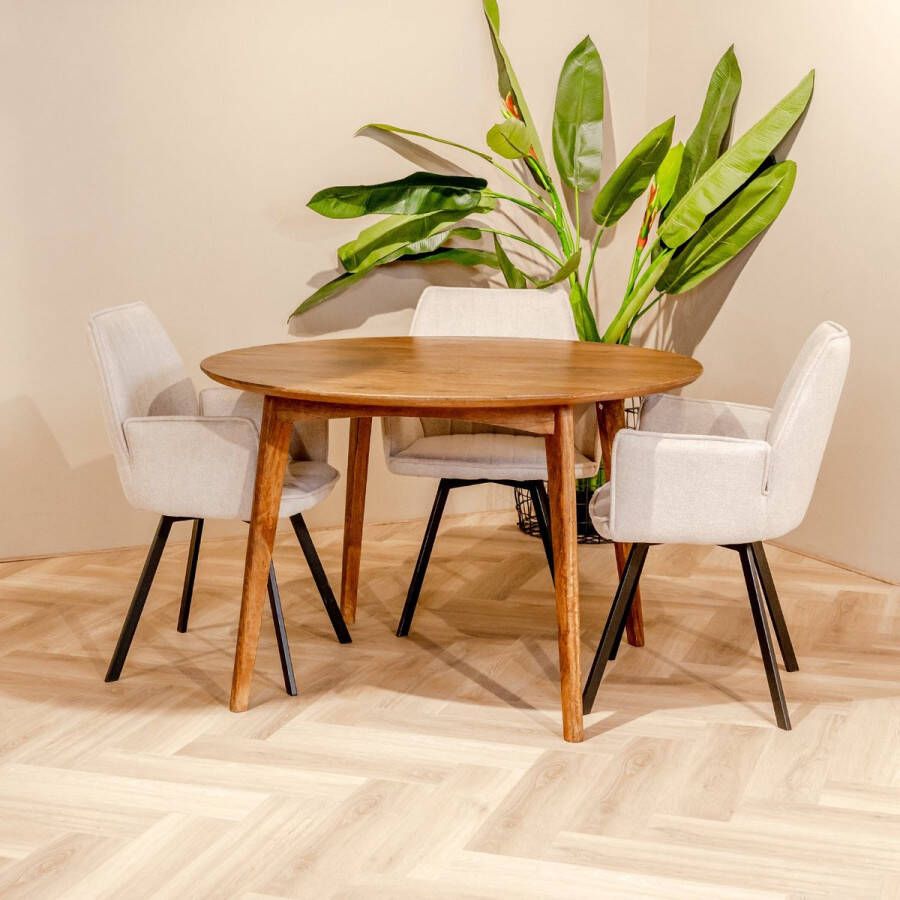 Livingfurn Eettafel Elias Rond Naturel Mangohout