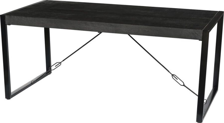 Livingfurn Eettafel Norris Mangohout en staal 160 x 90cm Zwart