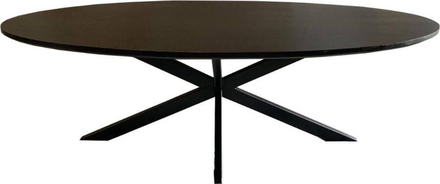 Livingfurn Ovale Eettafel Jesper Mangohout 240 x 110cm Zwart Ovaal - Foto 1