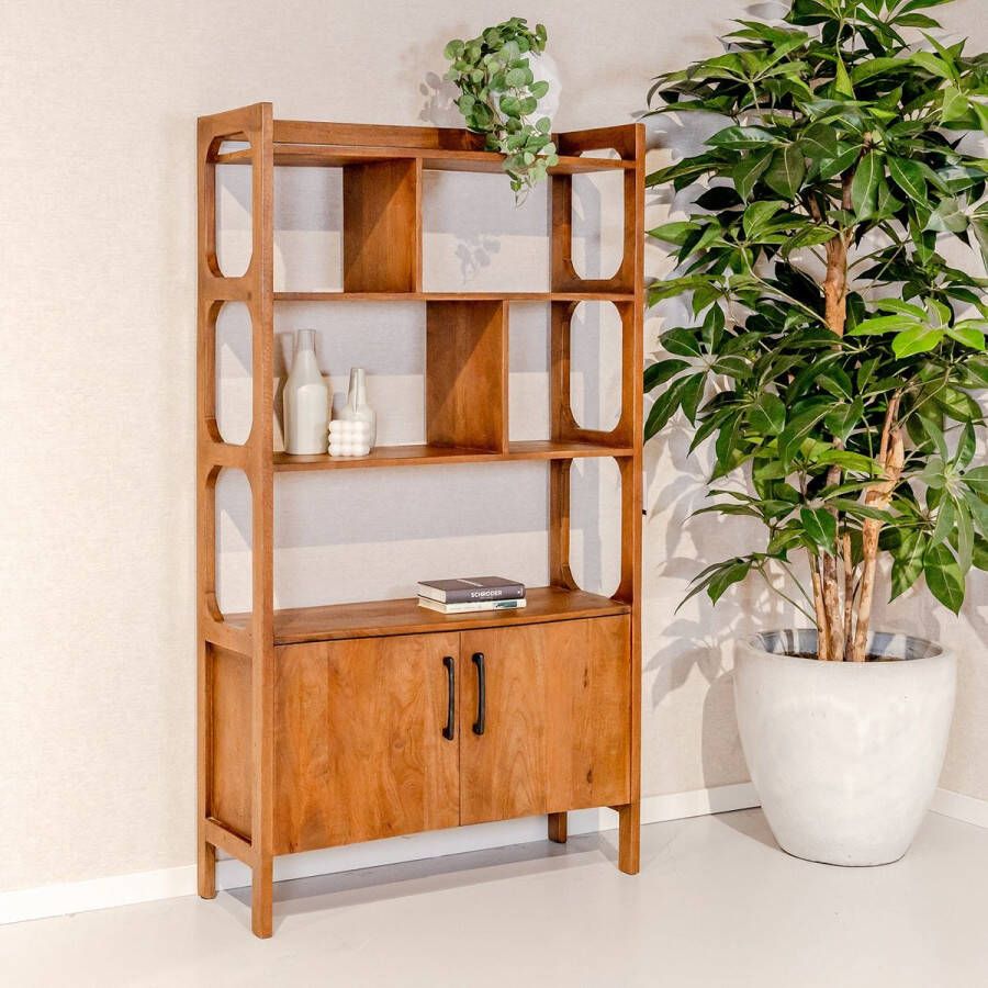 Livingfurn Boekenkast Brix Damian Mangohout Naturel hout