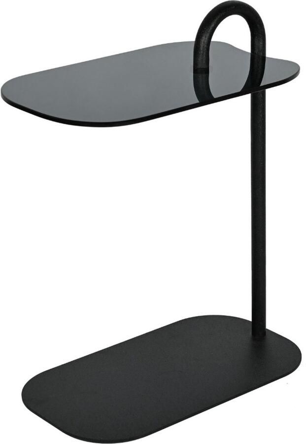 Livingfurn Bijzettafel Zwart Glas 48x30x65cm Amy