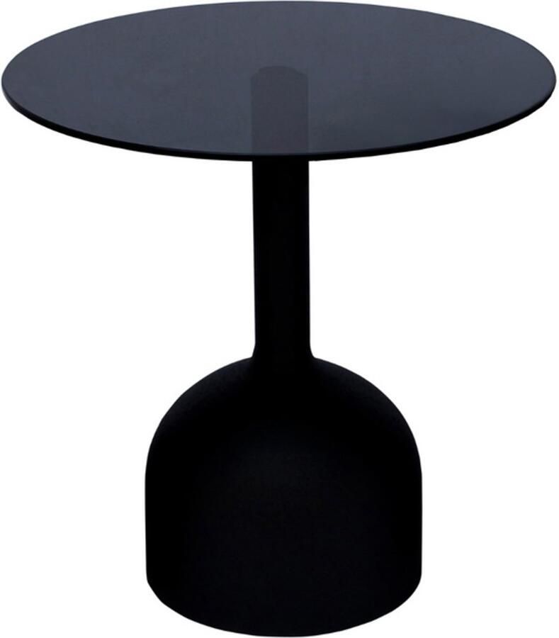 Brix Ronde Bijzettafel Isa Glas en staal 55cm Zwart
