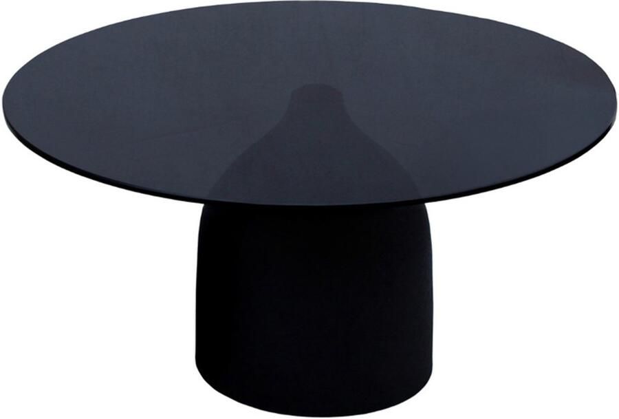 Brix Ronde Salontafel Isa Glas en staal 70cm Zwart