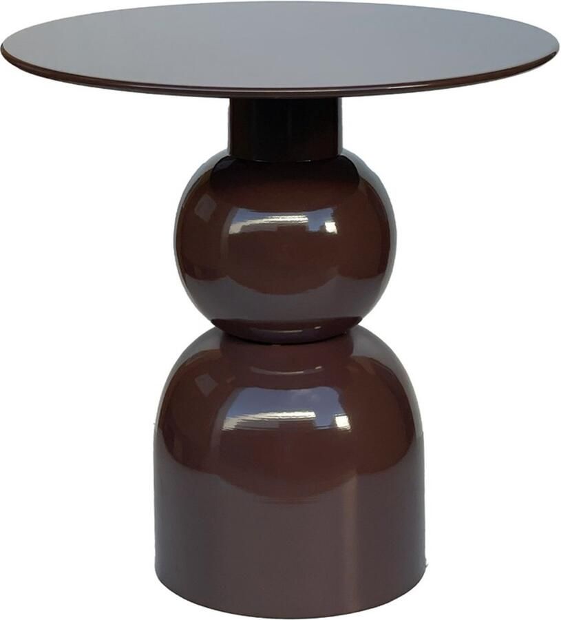 Livingfurn Bijzettafel Brix Rond Bruin Staal 50x49 5x52 5cm