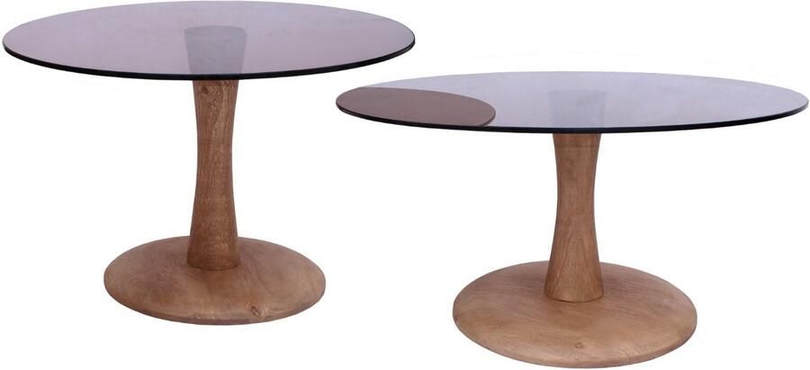 Livingfurn Bijzettafel Faye Bruin Glas 60x60x45cm - Foto 2