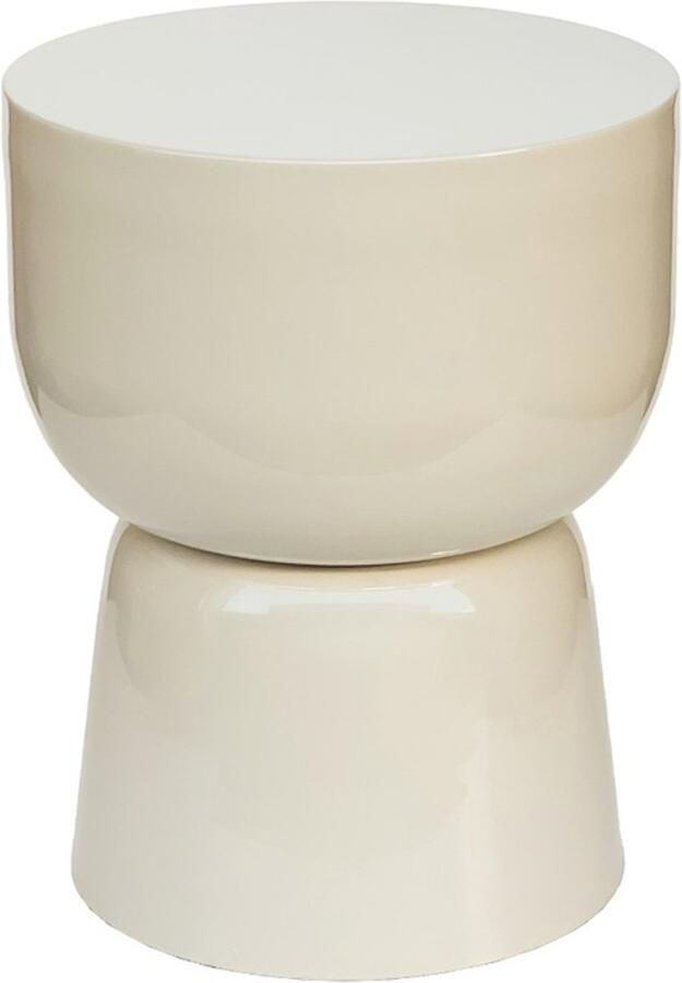 Livingfurn Bijzettafel Kian Rond Off White Acaciahout 36x35 5x46cm