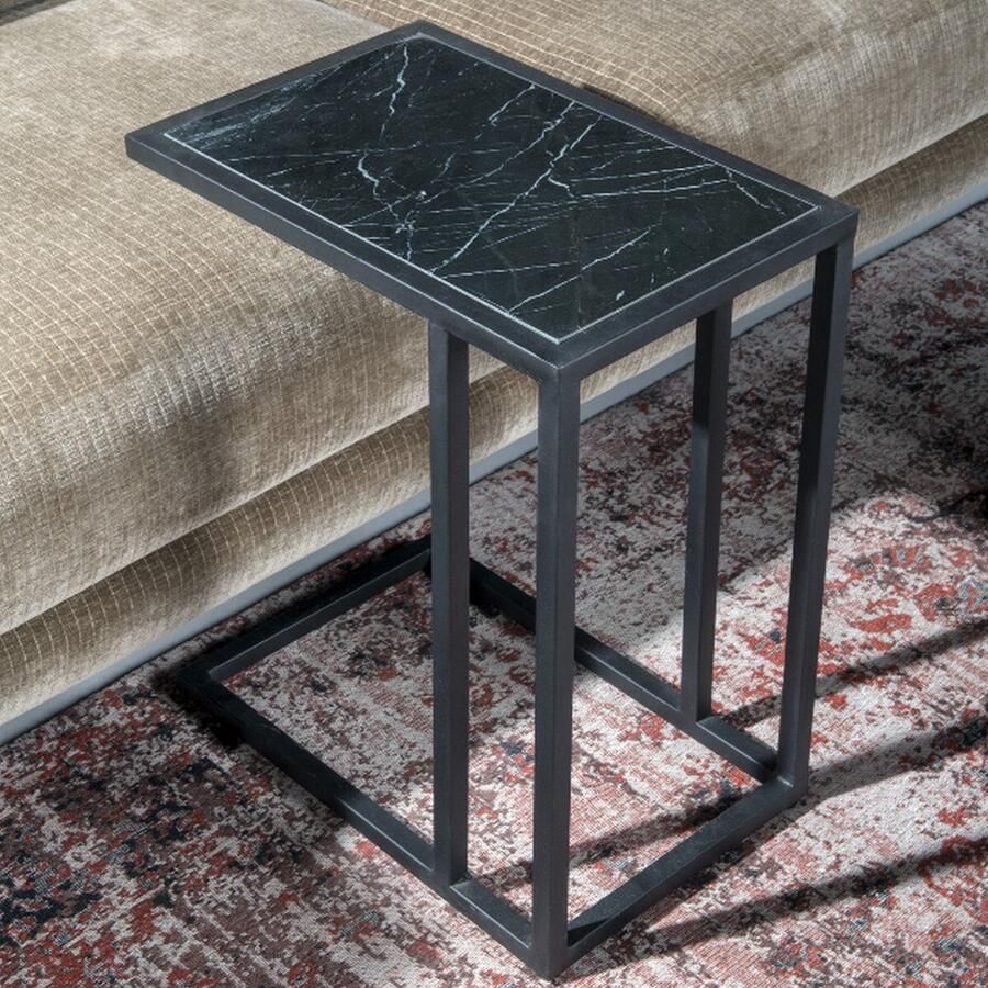 Livingfurn Bijzettafel Sofatable Zwart Marmer 30x40x56 - Foto 2